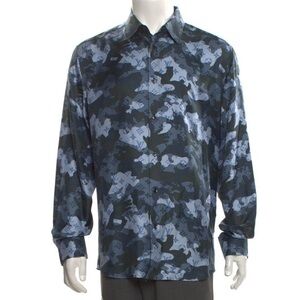 Louis Vuitton Silk Camouflage Monogram Long Sleeve Shirt Size Small